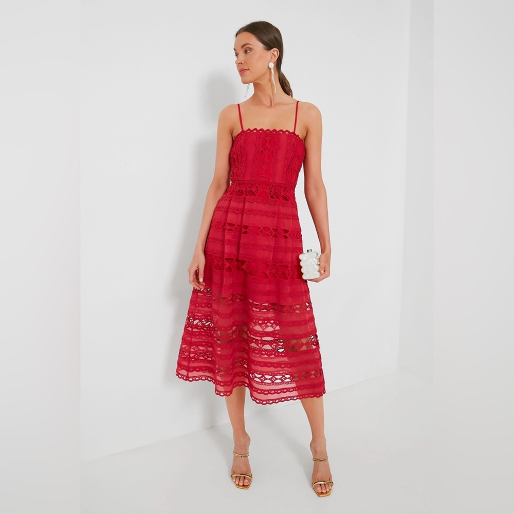 Hyacinth House Red Lace Marlee Midi Dress
